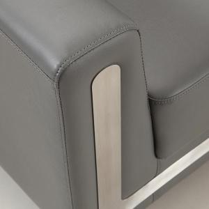 Modern Grey Leather Office Sofa