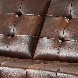 Antique Wood Frame Leather Sofa Set