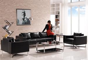 Modern Black Leather Sofa